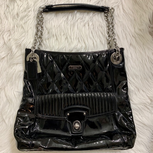 Coach Poppy Liquid Gloss Handbag in Black Patent - Picture 2 of 8